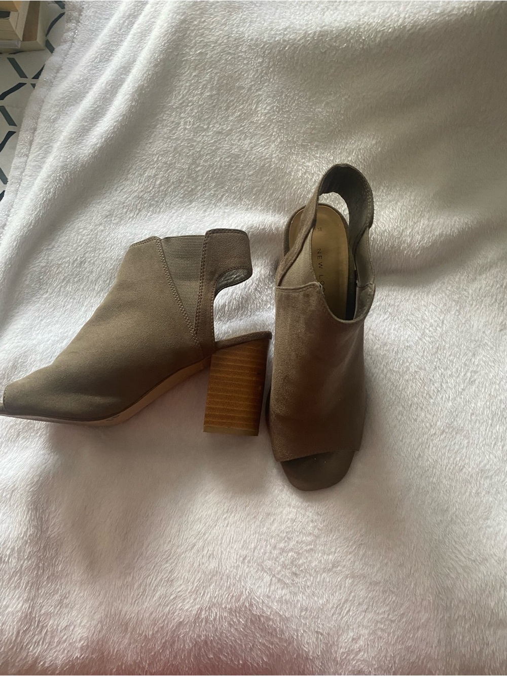 New Look Taupe Suede Open-Toe Slingback Block Heel Mules